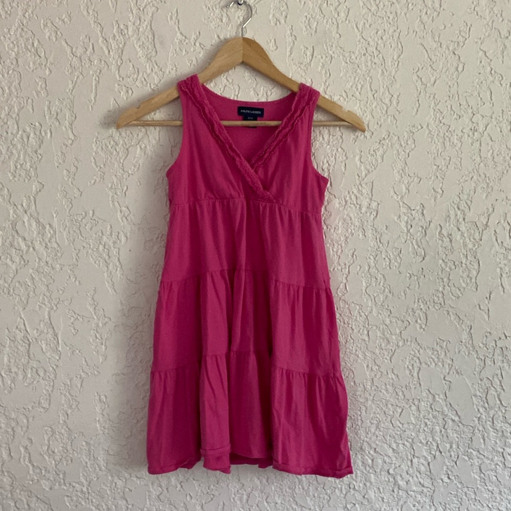 Girls Ralph Lauren Fuchsia Pink Cotton dress size S